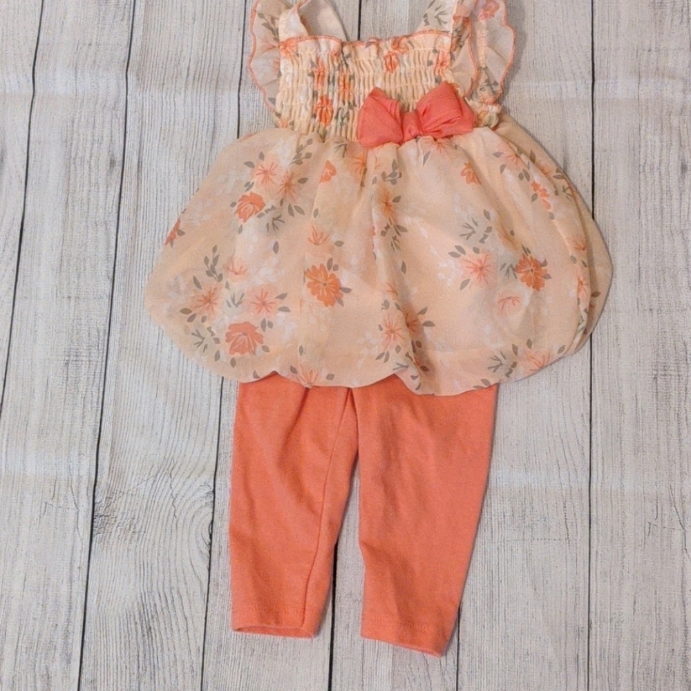 3-6m 2 piece peach dress and long pants